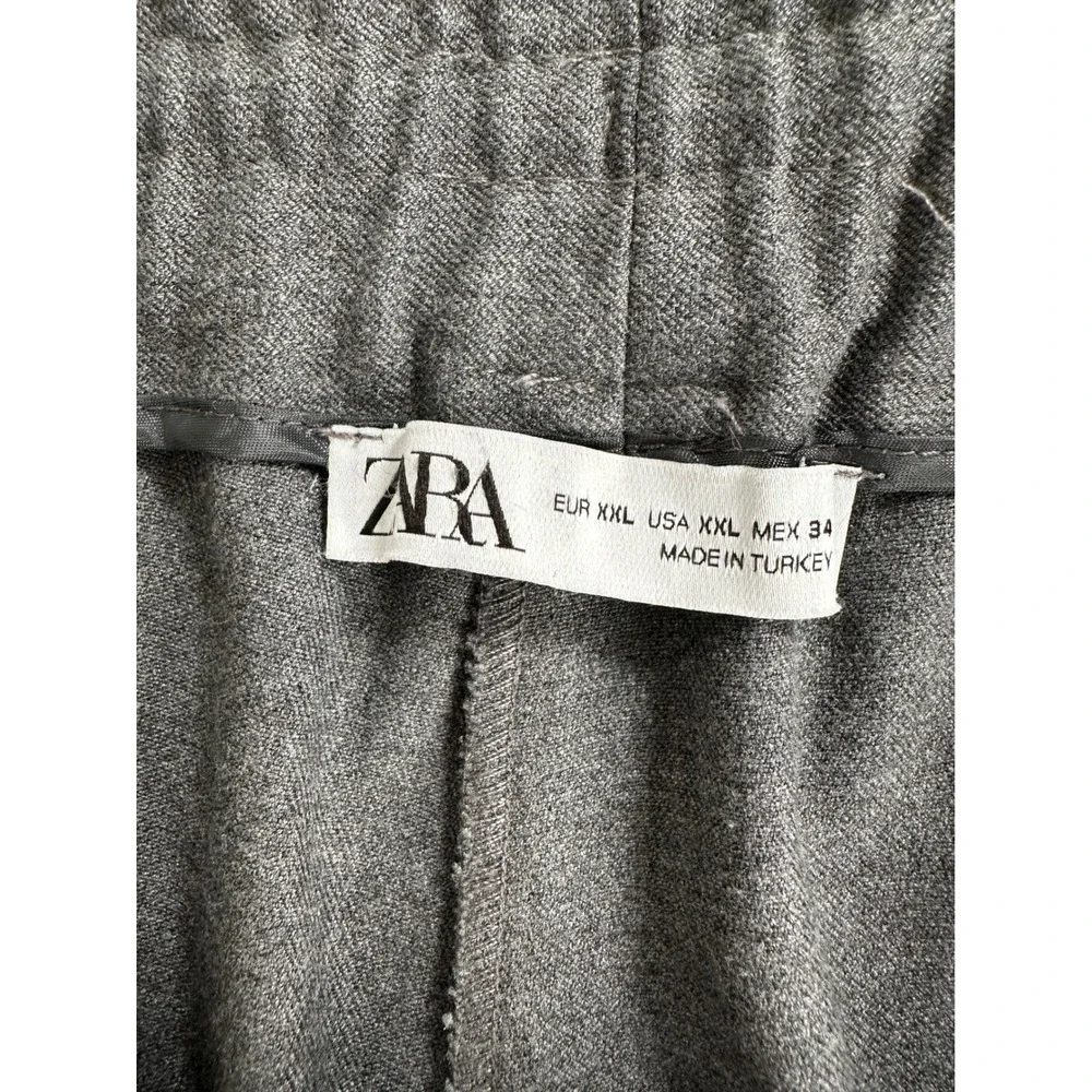 Zara Gray Wide Leg Drawstring Trousers Elastic Waist Pants XXL